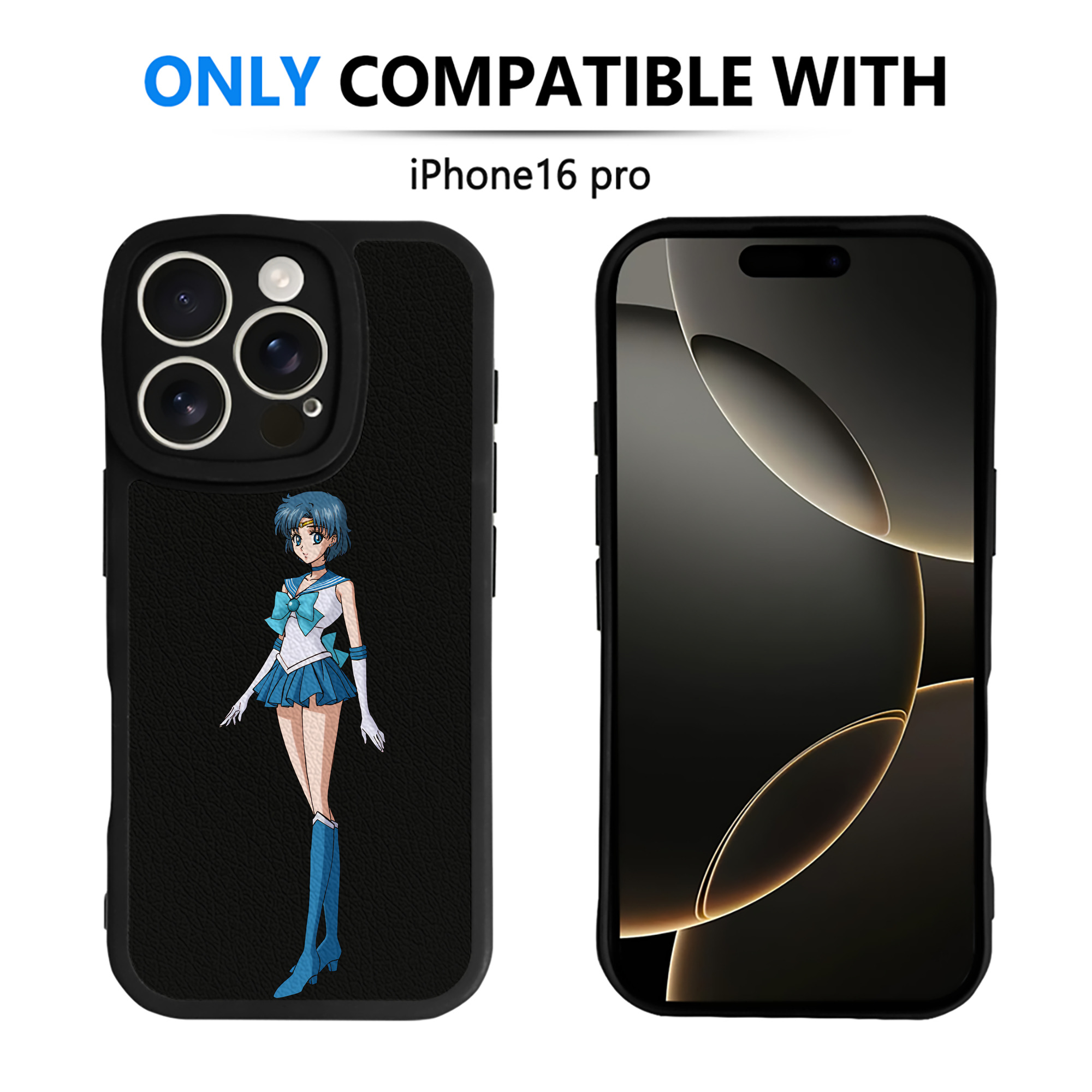 （画像用） 美少女戦士セーラームーン 水野 亜美 みずの あみ Sailor Moon Mizuno Ami 【iPhone 16シリーズ対応】シリコンスマホケース（レザー調） 材質：シリコン